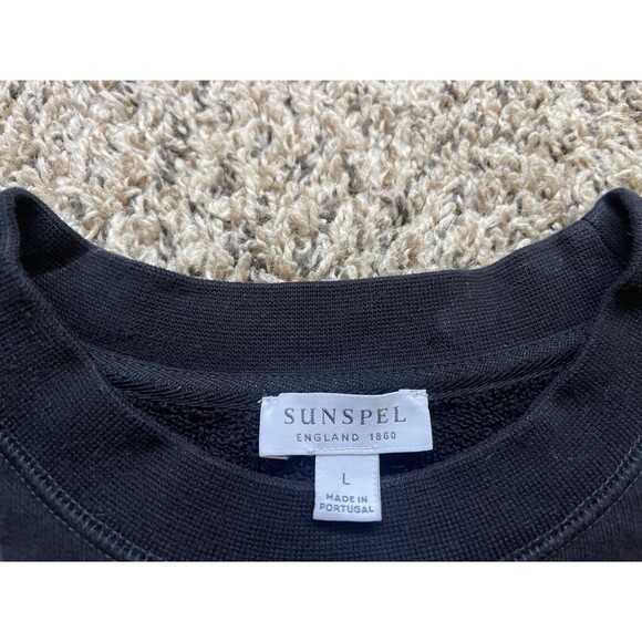 Sunspel Sweatshirt Mens Large Black Crewneck Portugal - Picture 3 of 7